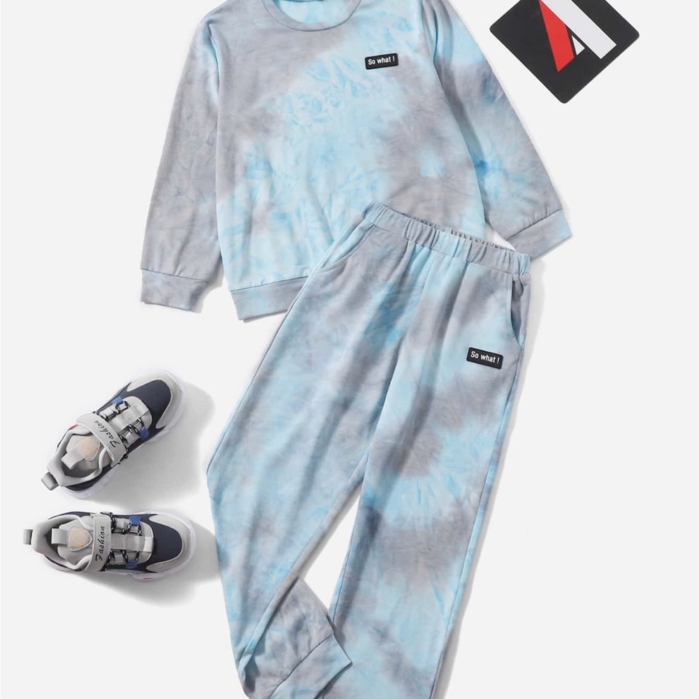Blue Tie-Dye Sweatshirt with Patch